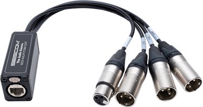 SES-4XLR1F3M-CAT 4 Channel Passive Balanced Audio Extender over CAT5/6/7 - RJ45 to 1 Female & 3 Male XLR